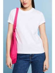 esprit γυναικείο t-shirt με κεντημένο logo straight fit - 994ee1k305 λευκό