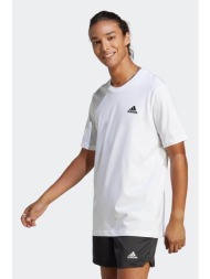 adidas ανδρικό αθλητικό t-shirt μονόχρωμο με contrast κεντημένο λογότυπο `essentials` - ic9286 λευκό