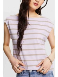 esprit γυναικεία αμάνικη μπλούζα με ριγέ σχέδιο straight fit - 024ee1k317 λιλά