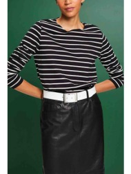 esprit γυναικεία μακρυμάνικη μπλούζα με ριγέ σχέδιο straight fit - 014ee1k315 μαύρο
