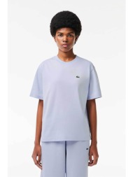lacoste γυναικείο t-shirt μονόχρωμο με κεντημένο λογότυπο relaxed fit - tf7215 σιελ