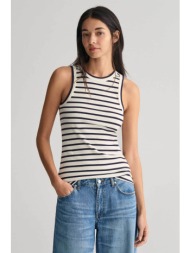 gant γυναικεία αμάνικη μπλούζα ribbed με ριγέ σχέδιο slim fit - 4200853 λευκό