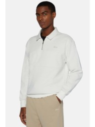 boggi milano ανδρική μπλούζα φούτερ με κεντημένο λογότυπο και 1/2 φερμουάρ relaxed fit - bo24p012801