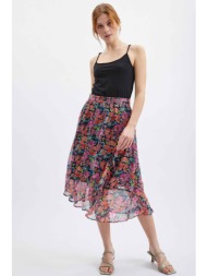 orsay γυναικεία midi φούστα με all-over floral print - 722298-660000 μαύρο