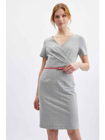 orsay γυναικείο mini φόρεμα κρουαζέ με καρό σχέδιο και ζώνη