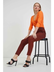 orsay γυναικεία μπλούζα μονόχρωμη με v λαιμόκοψη και κρουαζέ λεπτομέρεια - 104158-203000 πορτοκαλί