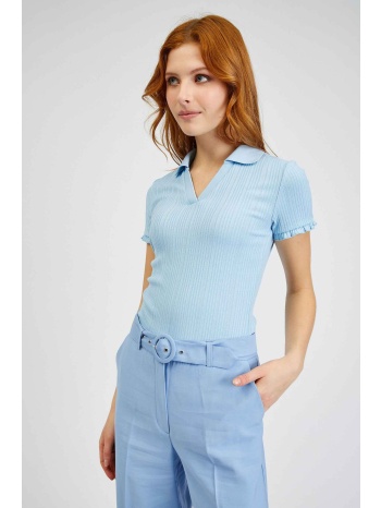 orsay γυναικεία πόλο μπλούζα μονόχρωμη με rib σχέδιο και