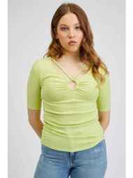 orsay γυναικεία μπλούζα μονόχρωμη με ανάγλυφο σχέδιο και άνοιγμα μπροστά - 155068-884000 πράσινο lim