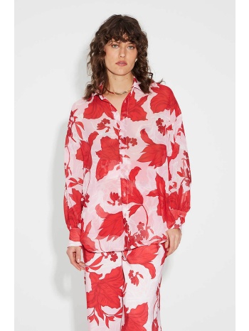 bill cost γυναικείο πουκάμισο με floral print ημιδιάφανο με