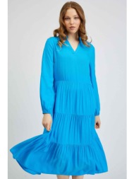 orsay γυναικείο midi φόρεμα μονόχρωμο με κλιμακωτά βολάν και ελαστικό τελείωμα στα μανίκια - 461067-
