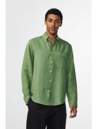 nn.07 ανδρικό λινό πουκάμισο μονόχρωμο με τσέπη στο στήθος `arne 5706` - 2335706388 πράσινο