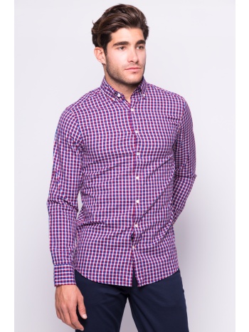 gant ανδρικό πουκάμισο με καρό σχέδιο - 3003730 μπορντό σε προσφορά