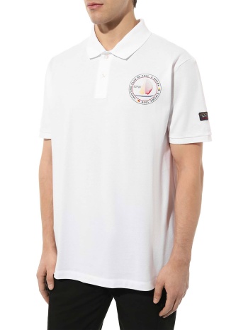 paul&shark ανδρική πόλο μπλούζα με circular logo print και