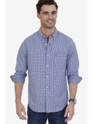 nautica ανδρικό πουκάμισο καρό gingham stretch poplin classic fit button down - w73001 μπλε σκούρο