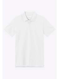 les deux ανδρική μπλούζα πόλο μονόχρωμη με piqué ύφανση με γιακά slim fit - ldm120006 λευκό