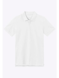 les deux ανδρική μπλούζα πόλο μονόχρωμη με piqué ύφανση με γιακά slim fit - ldm120006 λευκό