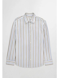 nn.07 ανδρικό βαμβακερό πουκάμισο με δίχρωμο ριγέ σχέδιο `freddy 5973` - 2425973745 λευκό