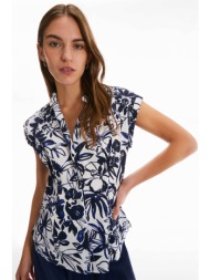 pennyblack γυναικείο πουκάμισο με εμπριμέ print αμάνικο - 2411111124200 λευκό