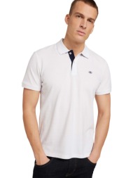 tom tailor ανδρική πόλο μπλούζα με κεντημένο λογότυπο regular fit `202 basic` - 1027713 λευκό