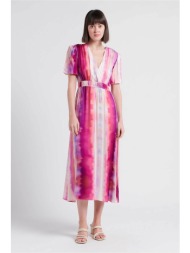 suncoo γυναικείο midi φόρεμα με tie dye pattern `carin` - c03002e24 φούξια