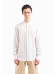 armani exchange ανδρικό πουκάμισο μάο με κεντημένο λογότυπο regular fit - 3dzc19zn4cz λευκό