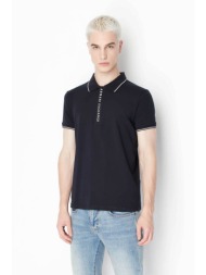 armani exchange ανδρική πόλο μπλούζα με 1/2 φερμουάρ και λογότυπο - 8nzf71zjh2z μπλε σκούρο
