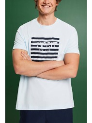 esprit ανδρικό t-shirt με contrast logo print regular fit - 014ee2k301 γαλάζιο