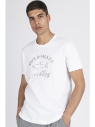 paul&shark ανδρικό t-shirt με graphic logo print και lettering στο στήθος `yachting` - 11311628 λευκ