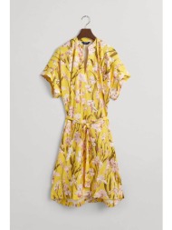 gant γυναικείο midi φόρεμα με all-over floral print relaxed fit `iris` - 4503242 κίτρινο