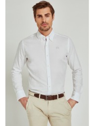 la martina ανδρικό πουκάμισο με μικρό logo leon - ccmc02-pp003 λευκό