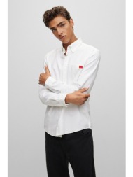 hugo boss ανδρικό πουκάμισο button-down μονόχρωμο με απλικέ τσέπη και contrast logo patch `evito` - 