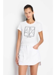 armani exchange γυναικείο βαμβακερό t-shirt μονόχρωμο με κεντημένο contrast λογότυπο - 3dyt38yj8qz λ