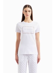 armani exchange γυναικείο t-shirt μονόχρωμο με λογότυπο και διάτρητο σχέδιο - 3dyt59yj3rz λευκό