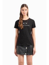 armani exchange γυναικείο t-shirt βαμβακερό με κεντημένο λογότυπο και μονόγραμμα - 3dytafyjg3z μαύρο