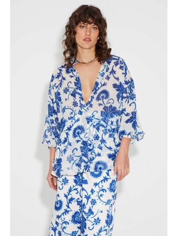 bill cost γυναικείο πουκάμισο με floral print ημιδιάφανο με