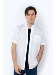 the bostonians ανδρικό κοντομάνικο πουκάμισο button down regular fit `fil a fil` - bap0000 λευκό