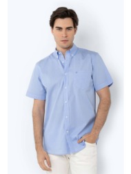 the bostonians ανδρικό κοντομάνικο πουκάμισο button down regular fit `chester poplin` - bap0016 μπλε