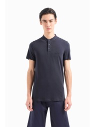armani exchange ανδρική μπλούζα πικέ με μάο γιακά slim fit - 3dzfhzzjxhz μπλε σκούρο