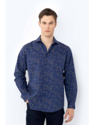 the bostonians ανδρικό πουκάμισο με all-over print custom fit `charles` - anp2269 μπλε σκούρο