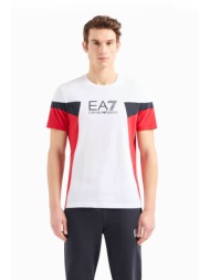 ea7 ανδρικό t-shirt colourblocked με logo print regular fit - 3dpt10pj02z λευκό