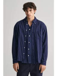 gant ανδρικό πουκάμισο button down με ριγέ σχέδιο relaxed fit - 3240031 μπλε σκούρο