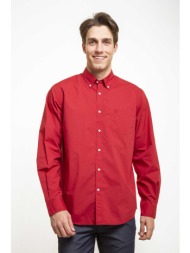 the bostonians ανδρικό πουκάμισο button down μονόχρωμο με κεντημένο λογότυπο - aap2062 κόκκινο