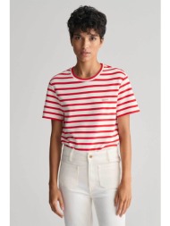 gant γυναικείο t-shirt με ριγέ σχέδιο και λογότυπο relaxed fit - 4200829 κόκκινο