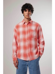 nn.07 ανδρικό βαμβακερό πουκάμισο με all-over checked pattern `arne 5266` - 2285166501 κοραλί