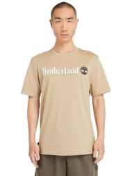 timberland ανδρικό t-shirt με letter logo print ``river linear logo`` - tb0a5upqdh41 μπεζ