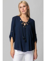 billy sabbado γυναικεία μπλούζα με μεταλλικές λεπτομέρειες relaxed fit - 0332282756 μπλε σκούρο