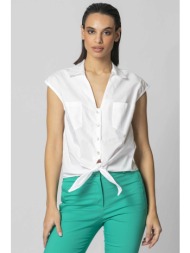 billy sabbado γυναικείο πουκάμισο αμάνικο με δέσιμο - 0398595101 λευκό