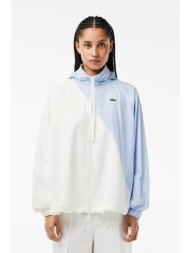 lacoste γυναικείο jacket colorblocked με ελαστικά τελειώματα και κεντημένη λεπτομέρεια - bf6949 λευκ