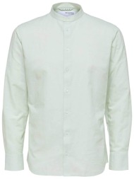 selected ανδρικό πουκάμισο μάο από λινάρι και βαμβάκι regular fit - 16079054 βεραμάν ανοιχτό