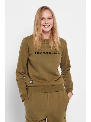 funky buddha γυναικεία μπλούζα φούτερ μονόχρωμη με logo και